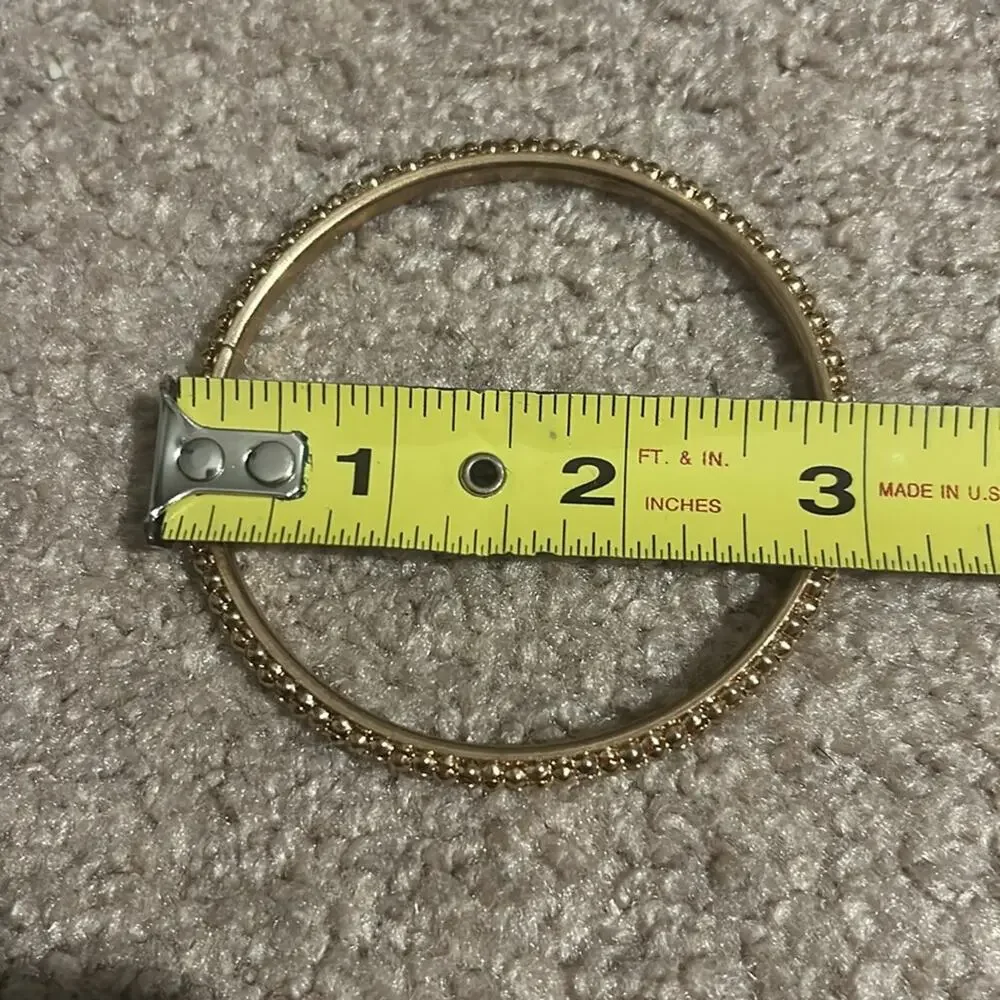 Women’s vintage dainty gold tone bangle bracelet one‎ size measurements shown